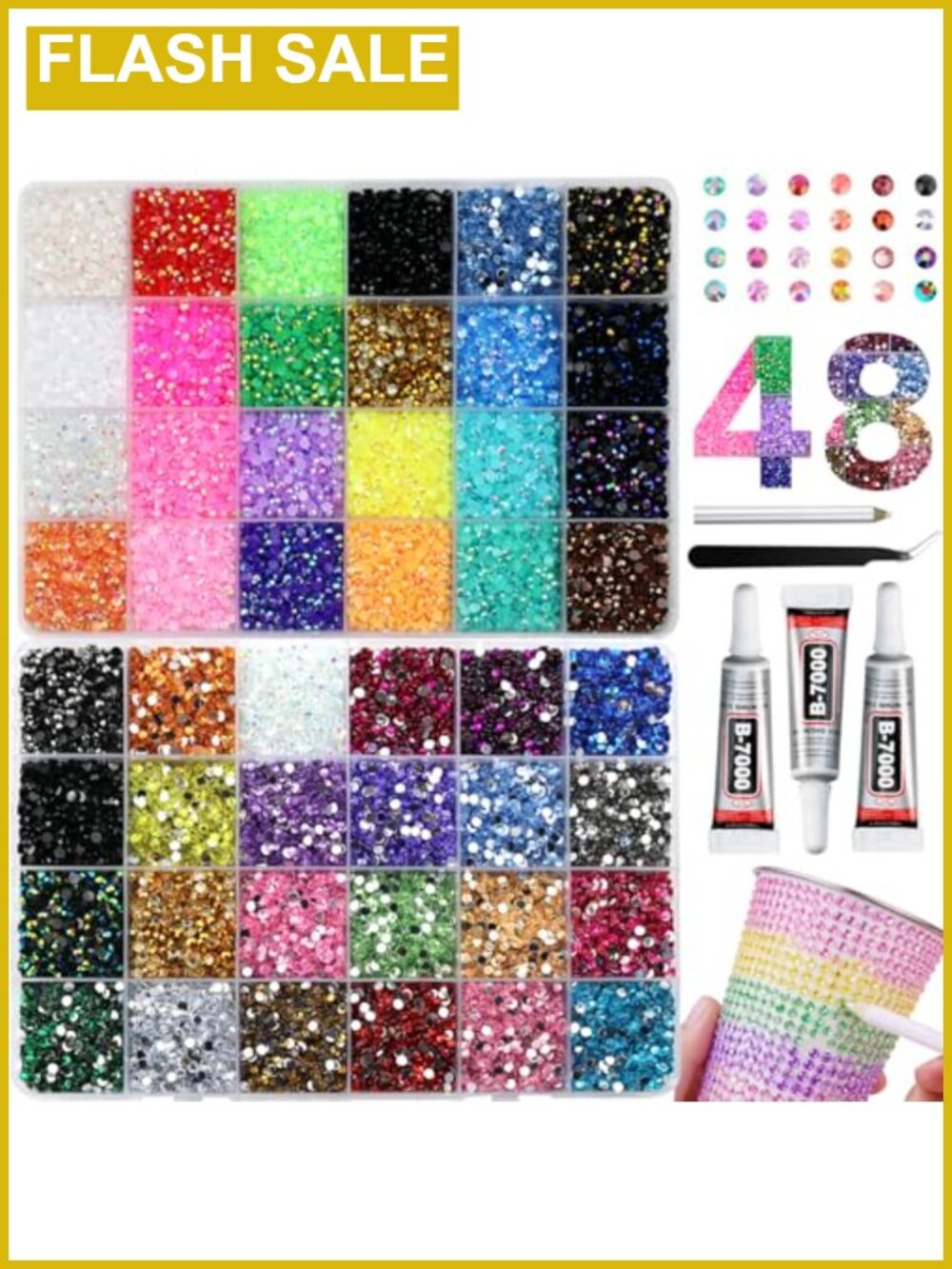 50000Pc Resin Rhinestones Bedazzling Kit 48 Colors Flatback Gems Nail Art Craft